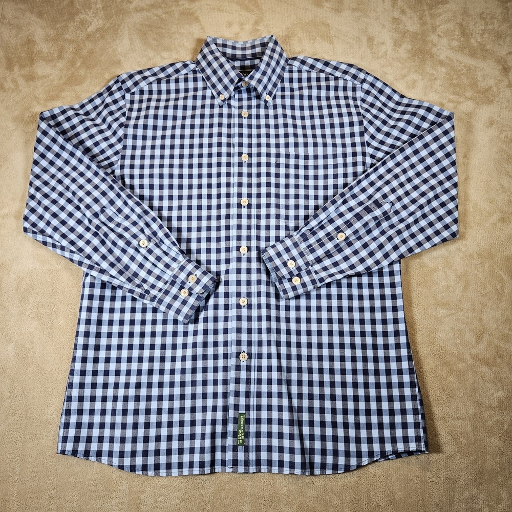Orvis Heritage Wash Mens Active Fit Blue Gingham Button‎ Down Shirt Size M 2ZBP